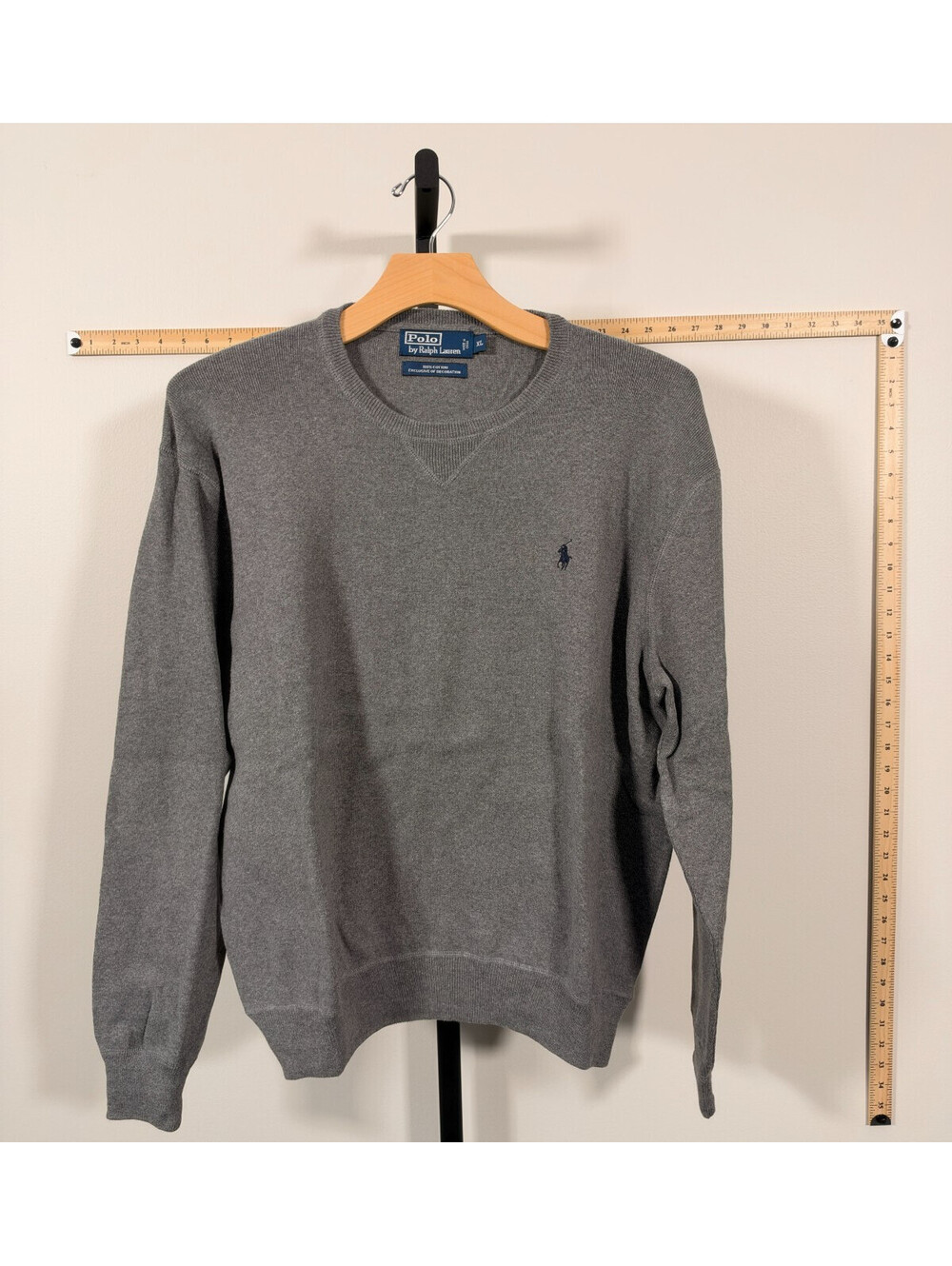 VTG Polo Ralph Lauren Sweater Mens XL Gray Pima Cotton